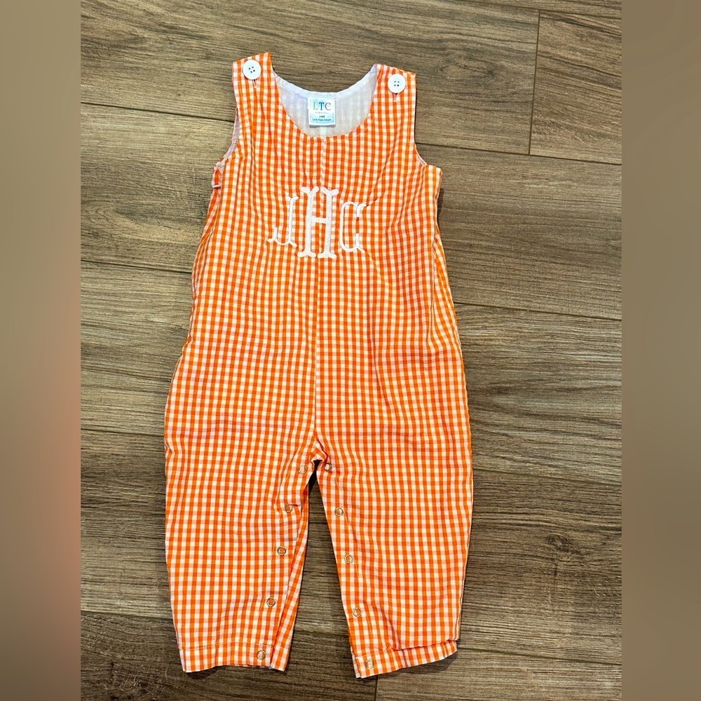 Excellent condition Orange Gingham Long Pant Jon Jons 24 Month Initials JCH
